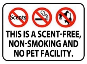 Scent Smoke Pet Free sign